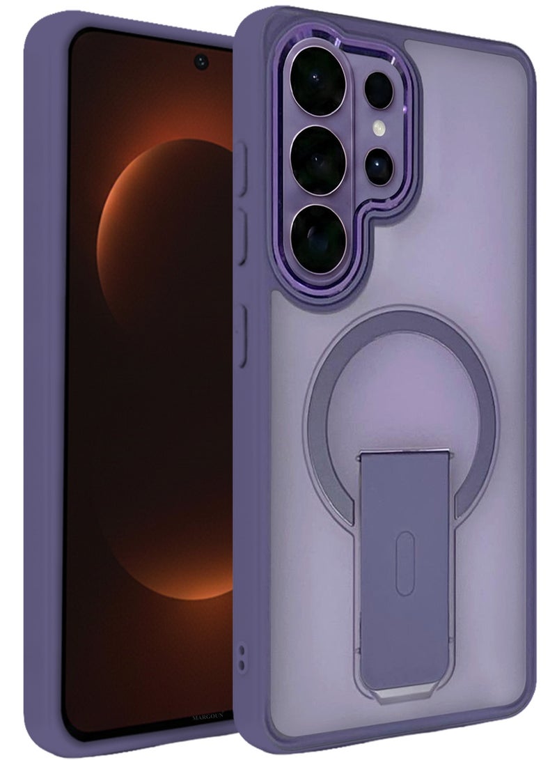 CATANES Magnetic Ring Kickstand Case for Galaxy S26 Ultra – Frosted Protective Back with Grip Holder with 3D Screen Protector - Purple - Image 5